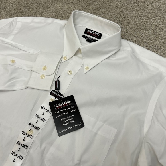 Kirkland Signature Other - Kirkland Dress Shirt 16.5 34/35 White Traditional Fit Non-Iron Button Down New